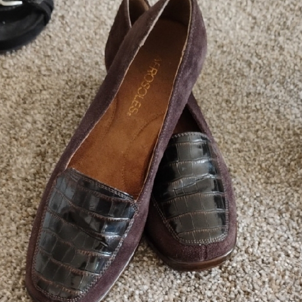 Brown and Black Crocodile Pattern Loafers